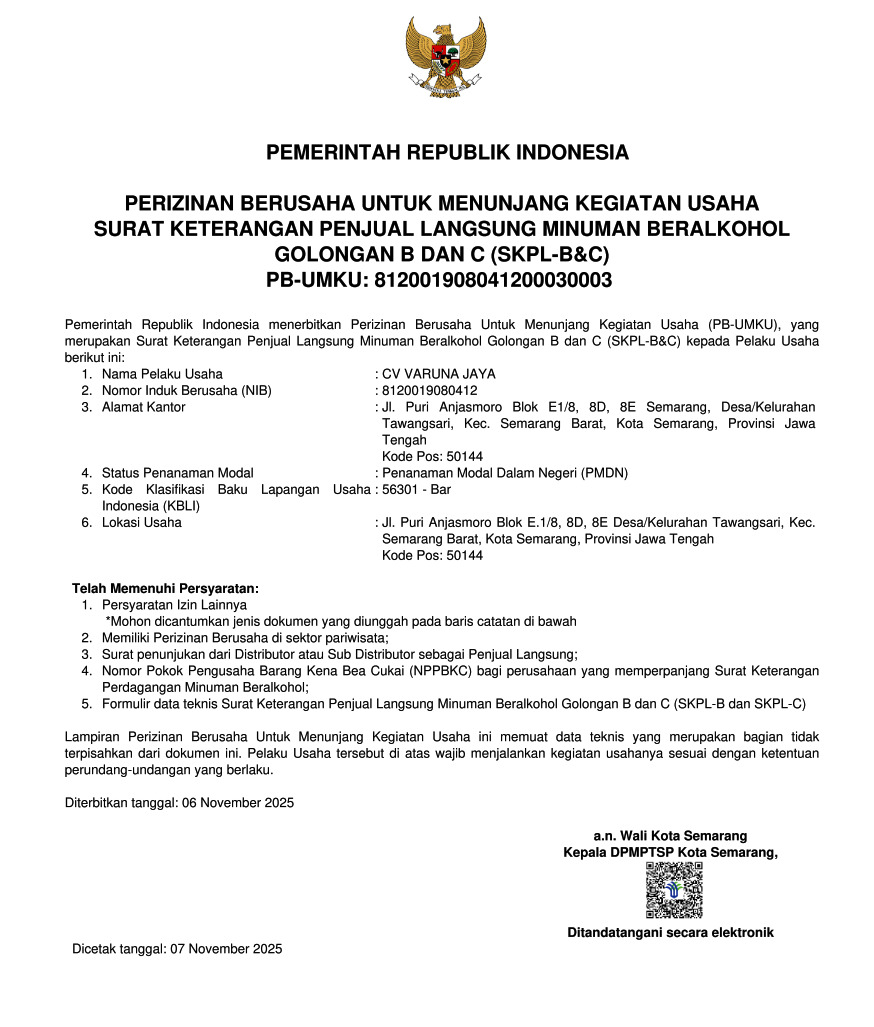 SKPL-B&C Perizinan Berusaha